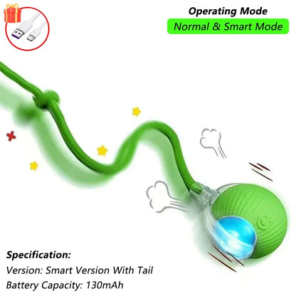 This interactive spherical toy for cats features an automatically rotating tail ball design and isarechargeable electric pet toy
