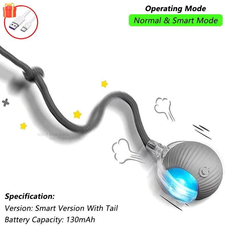 This interactive spherical toy for cats features an automatically rotating tail ball design and isarechargeable electric pet toy