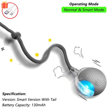 This interactive spherical toy for cats features an automatically rotating tail ball design and isarechargeable electric pet toy
